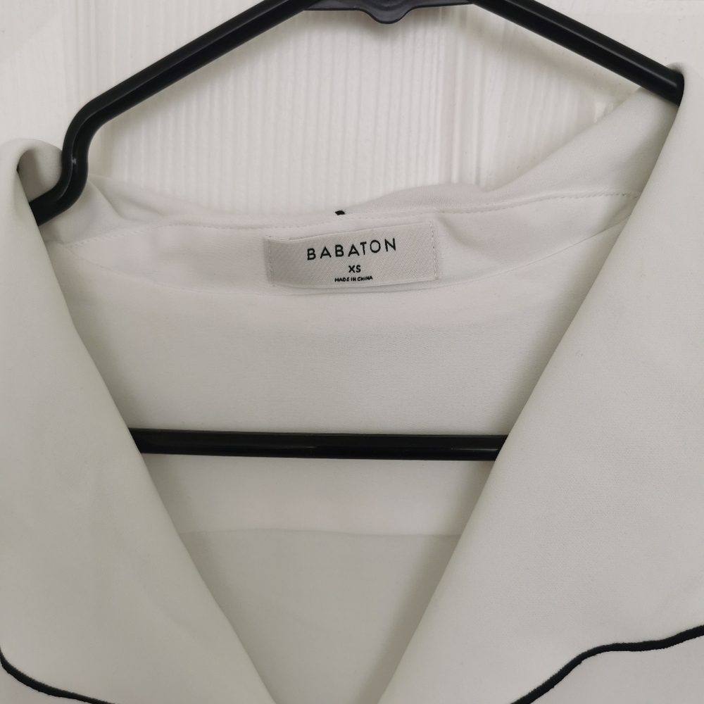 Babaton White Blouse with Dark Edging XS